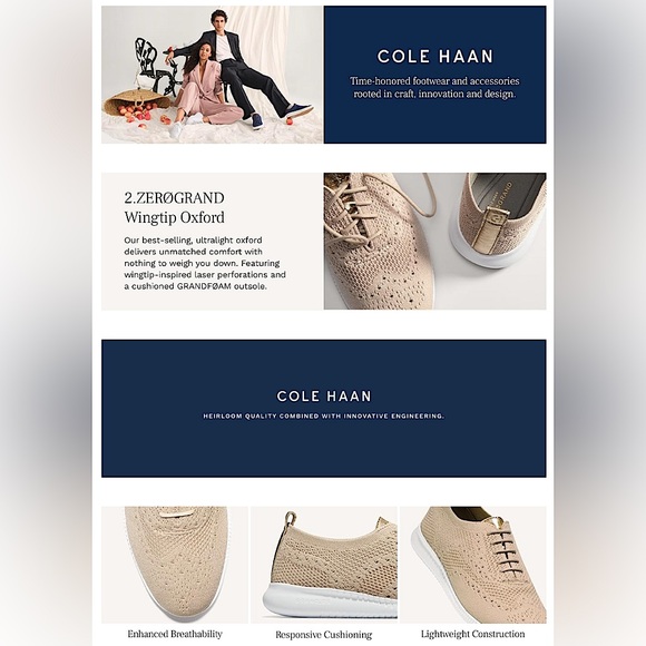 Coke Haan Women’s 2.Zerogrand Stitchlite Wingtip Oxford Sneaker Black - Size 6B - Picture 3 of 14